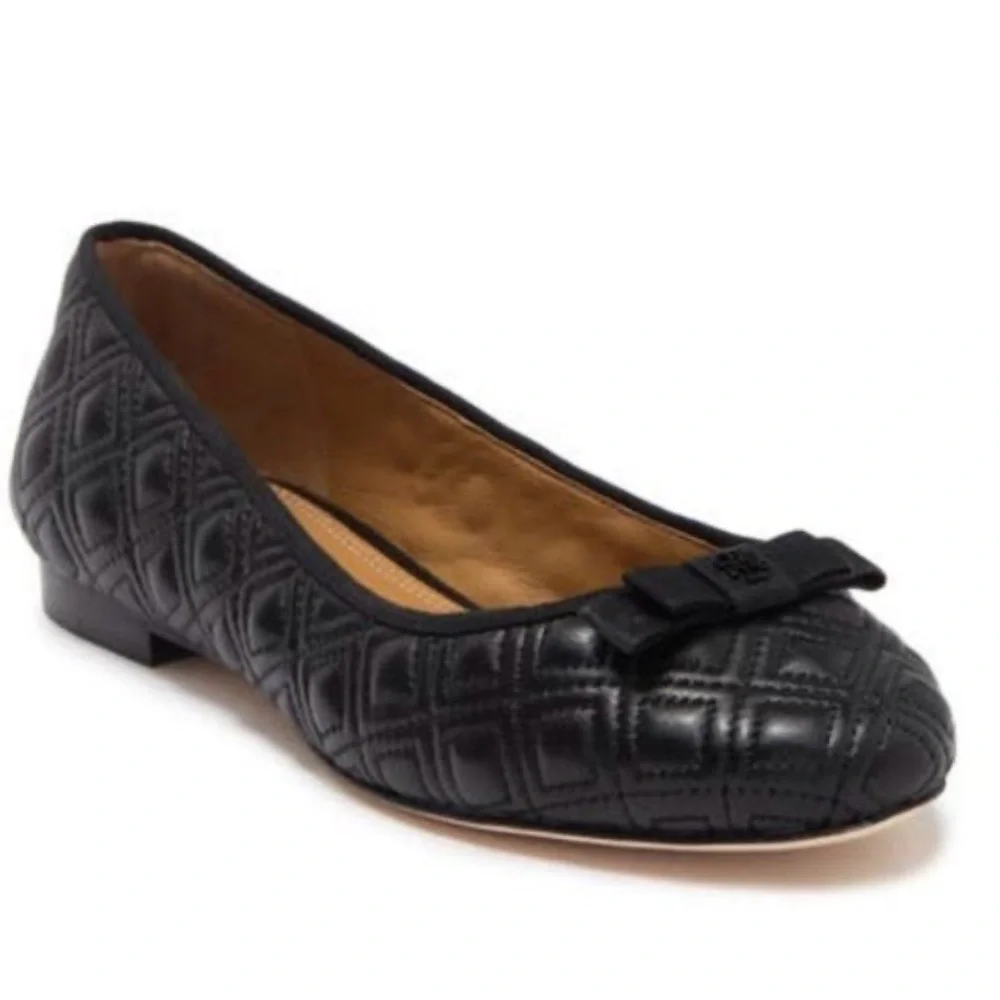 Tory Burch Marion Quilted Leather Ballet Flat Black